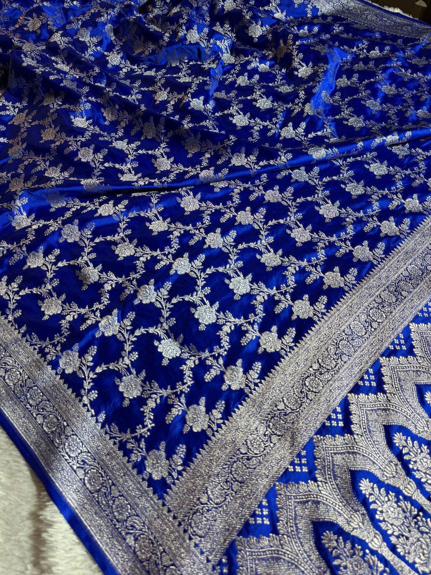Royal blue premium Banarasi Mashru katan silk saree MK214