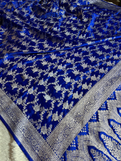 Royal blue premium Banarasi Mashru katan silk saree MK214