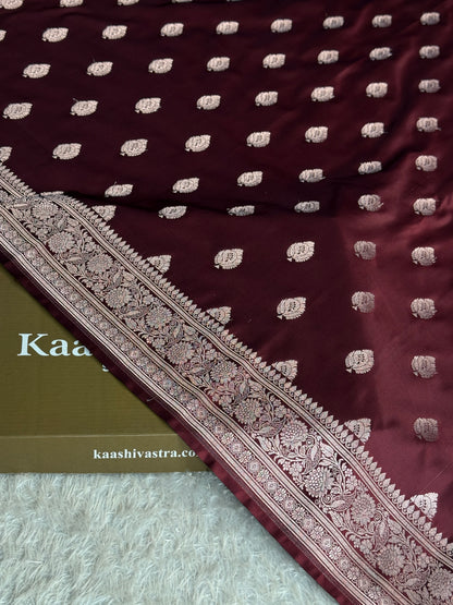 Coffee brown colour premium Banarasi Mashru katan silk saree MK248