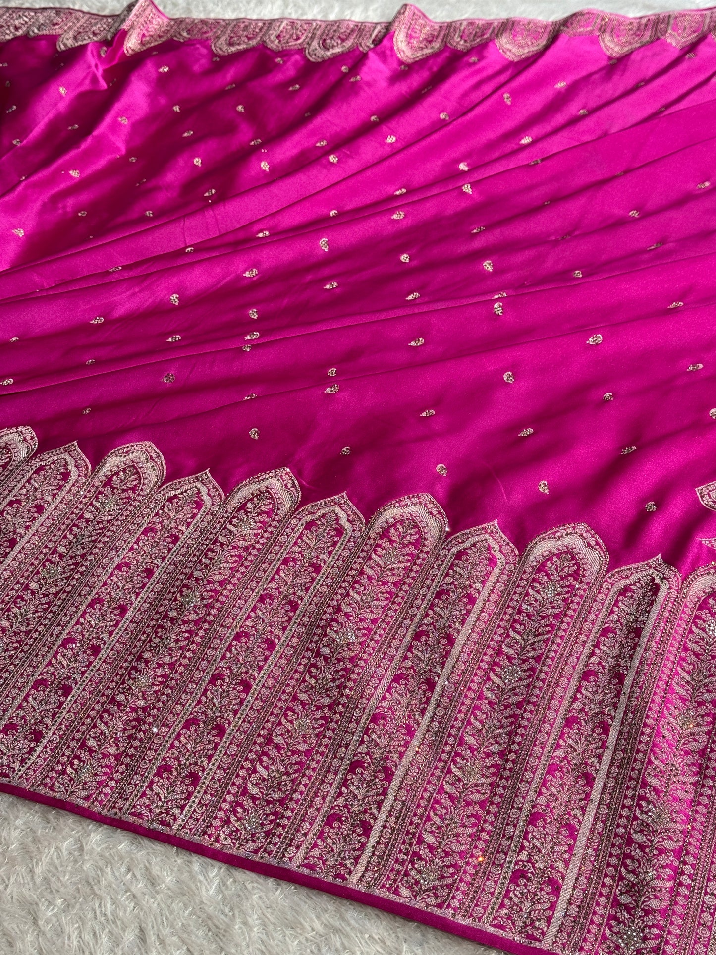 Rani pink colour premium Banarasi Mashru katan silk saree MK268