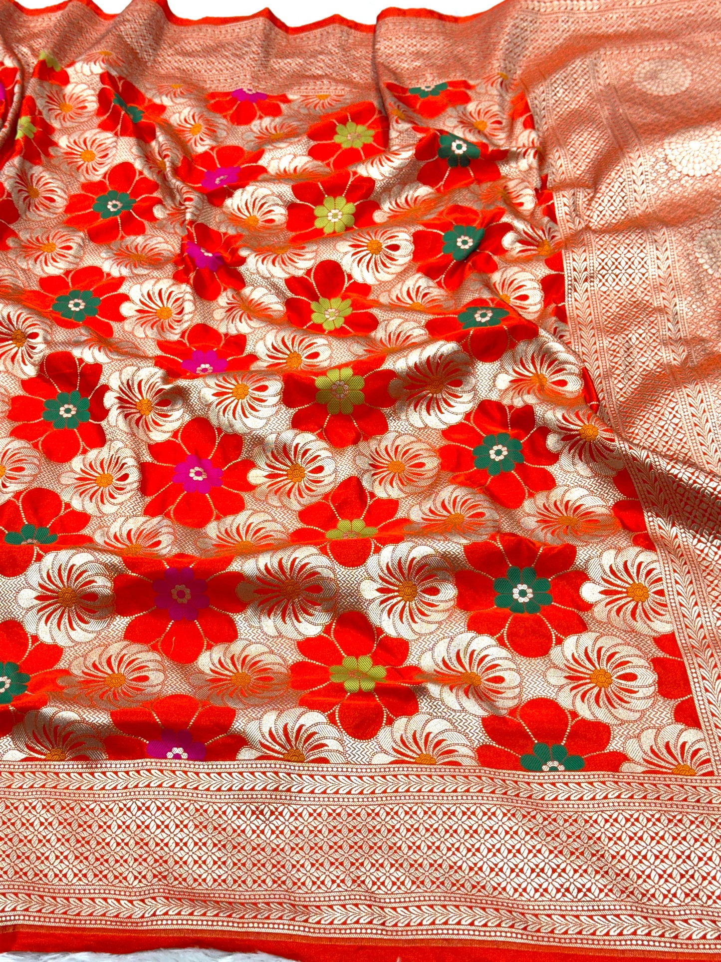 Orange premium Banarasi Mashru katan silk saree MK187