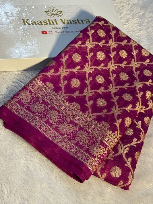 Purple Banarasi georgette silk saree RB107