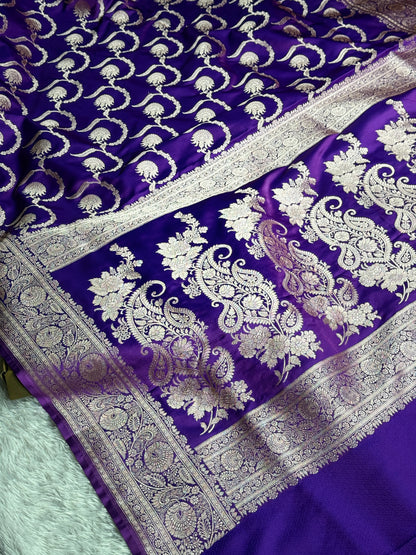 Purple color premium Banarasi Mashru katan silk saree MK232