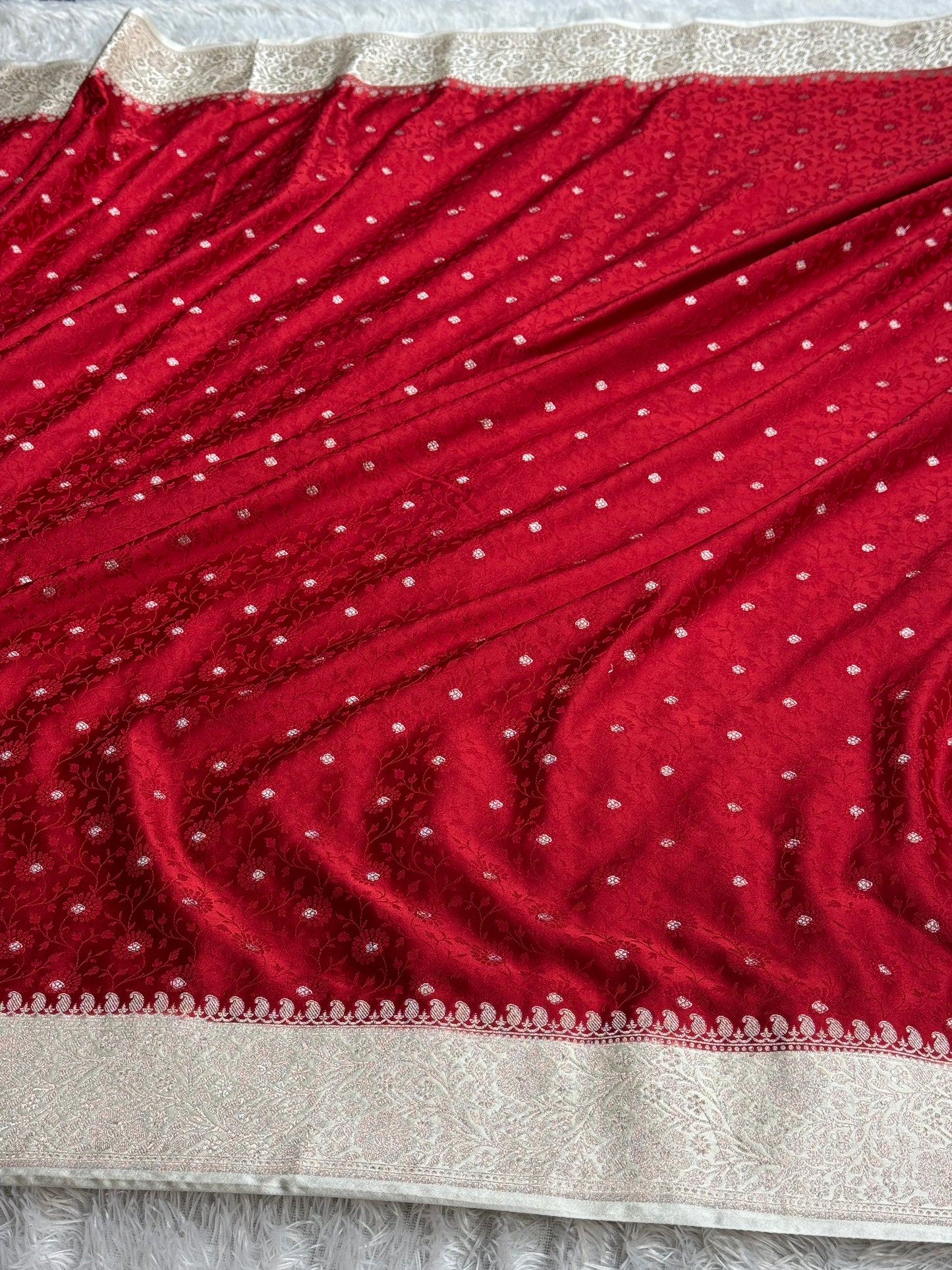 Maroon with off white colour premium Banarasi Mashru katan silk saree MK248