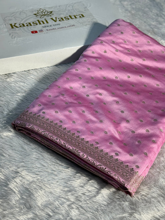 Pink Banarasi Mashru katan silk saree MK159