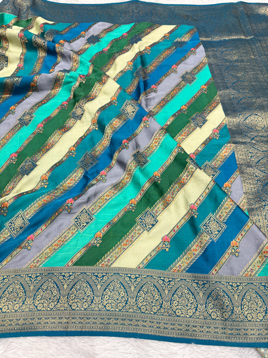 Banarasi pure soft satin pashmina silk saree DS107