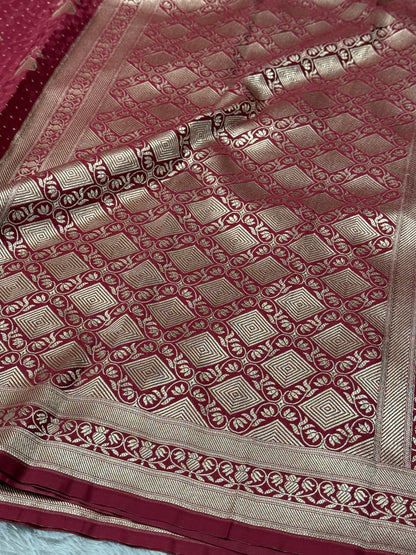 Premium maroon Banarasi Mashru katan silk saree MK165