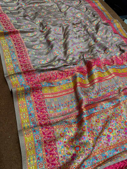 PASHMINA SILK SAREE WITH POSITION PRINT PM103