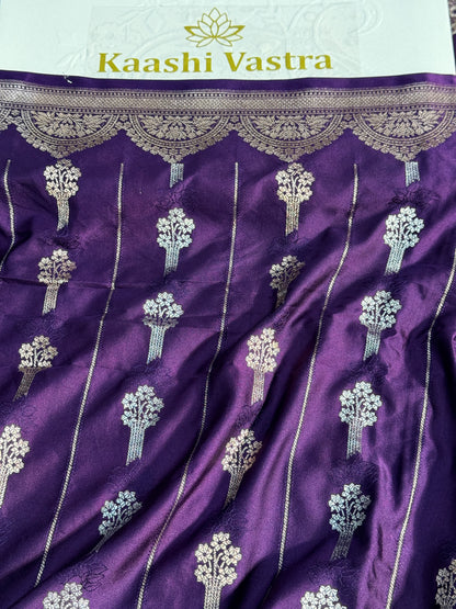 Purple color Banarasi Mashru katan silk saree MK158