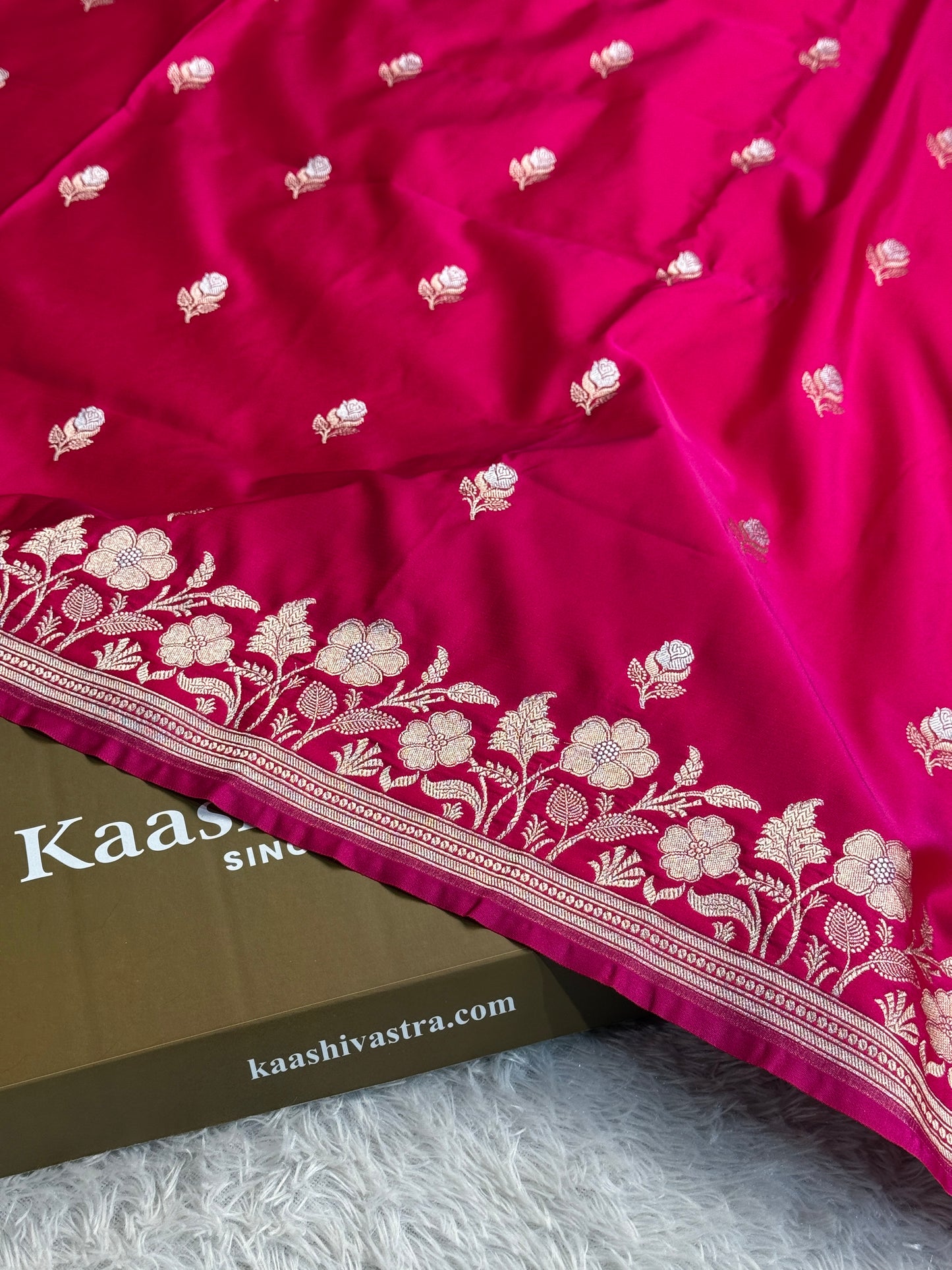 Rani pink color premium Banarasi Mashru katan silk saree MK239