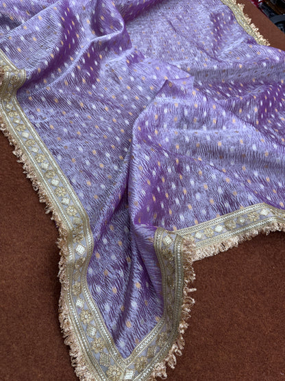 Premium Banarasi tissue silk saree with lase border TS111