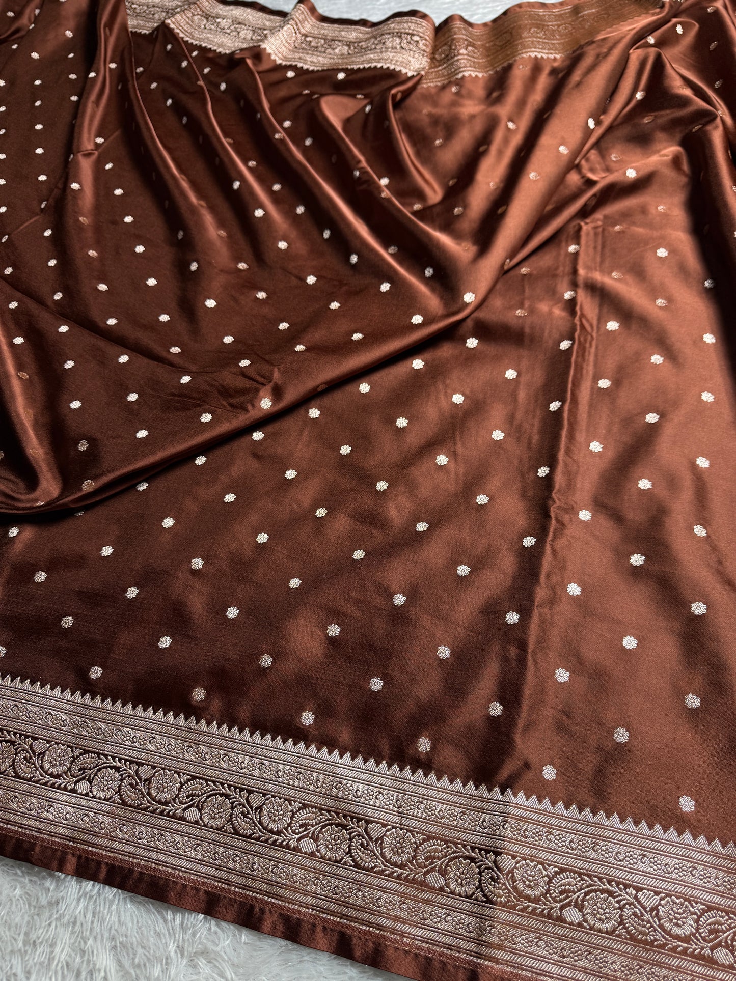 Coffee brown premium Banarasi Mashru katan silk saree MK225