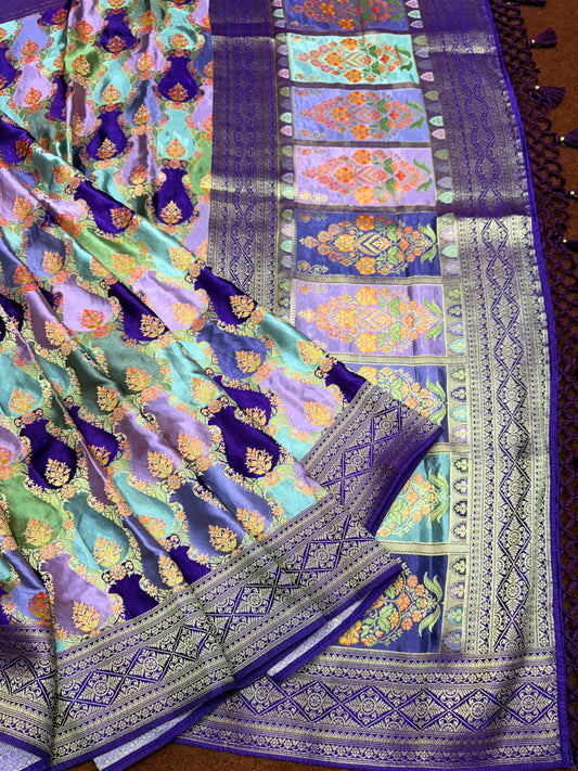 Banarasi pure satin pashmina silk saree