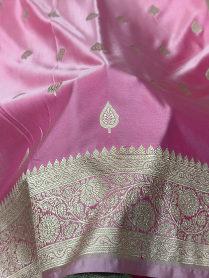 Pink premium Banarasi Mashru katan silk saree MK162