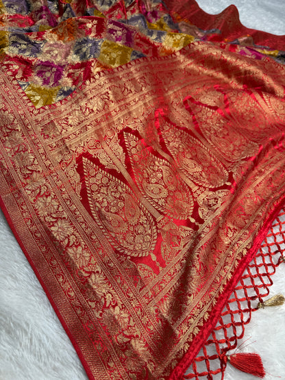 Banarasi pure soft satin pashmina silk saree DS106