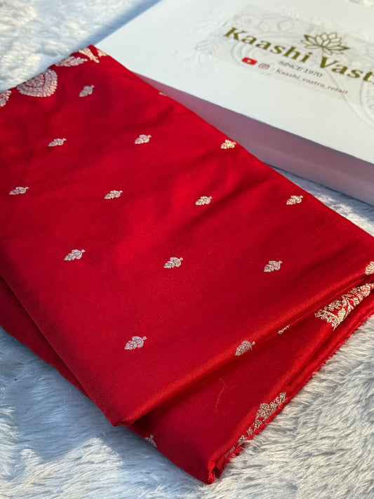 Red Banarasi Mashru katan silk saree MK164