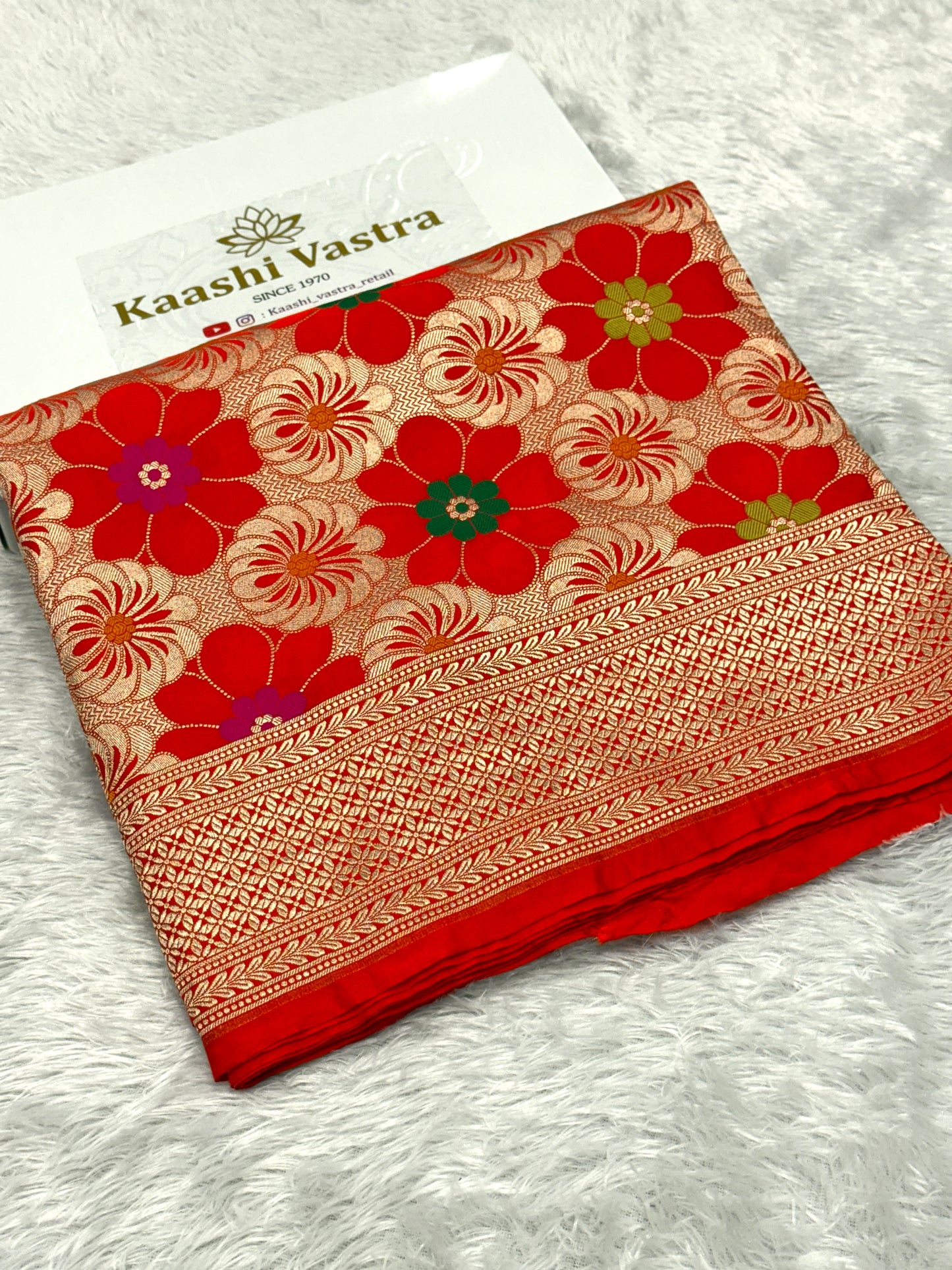 Orange premium Banarasi Mashru katan silk saree MK187