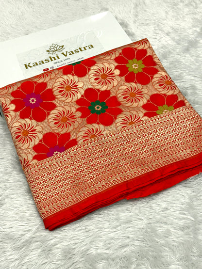 Orange premium Banarasi Mashru katan silk saree MK187