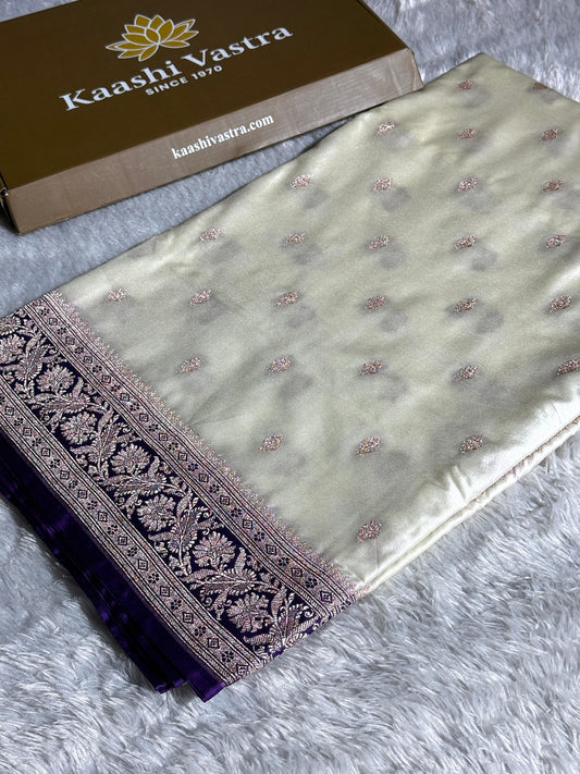 Purple contrast premium Banarasi Mashru katan silk saree MK182