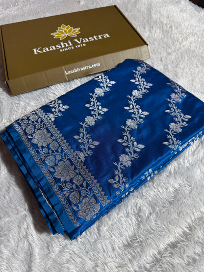 Sky blue premium Banarasi Mashru katan silk saree MK204