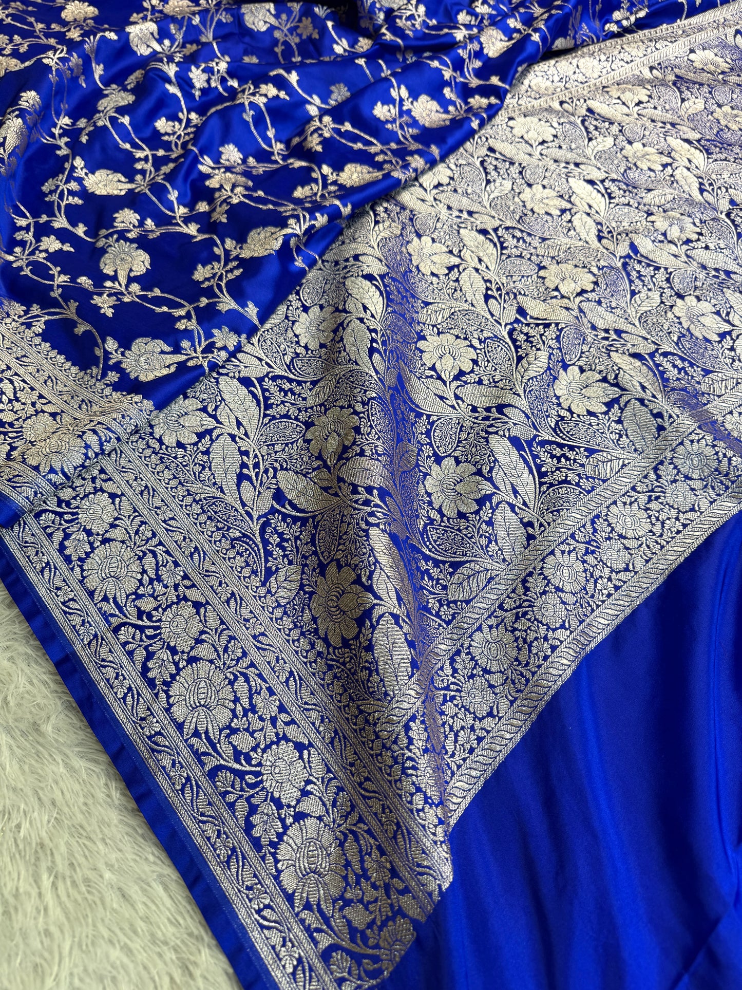 Royal blue premium Banarasi Mashru katan silk saree MK227