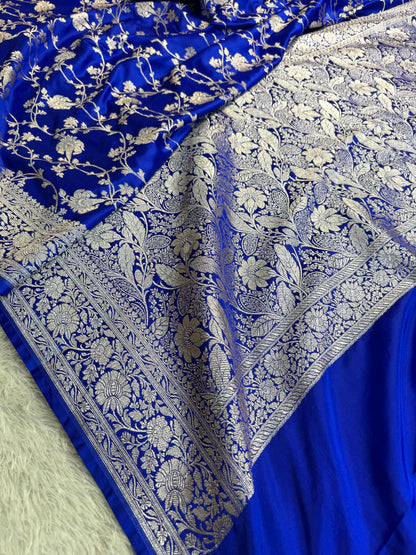 Royal blue premium Banarasi Mashru katan silk saree MK227