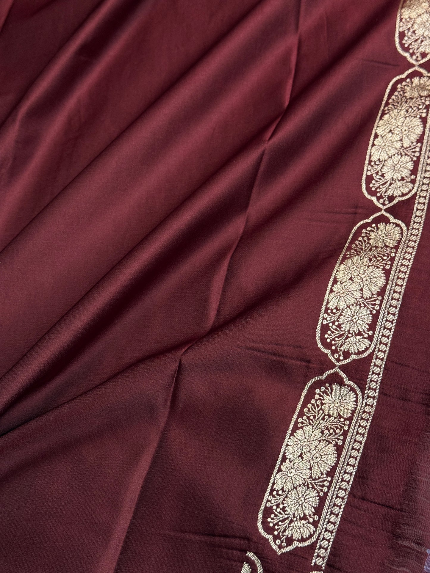 Brown colour premium Banarasi Mashru katan silk saree MK302