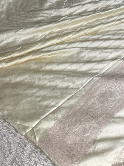 Maroon with off white colour premium Banarasi Mashru katan silk saree MK339