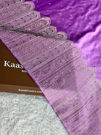 Bridal Lavender colour premium Banarasi Mashru katan silk saree MK268