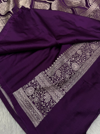 Purple premium Banarasi Mashru katan silk saree MK167