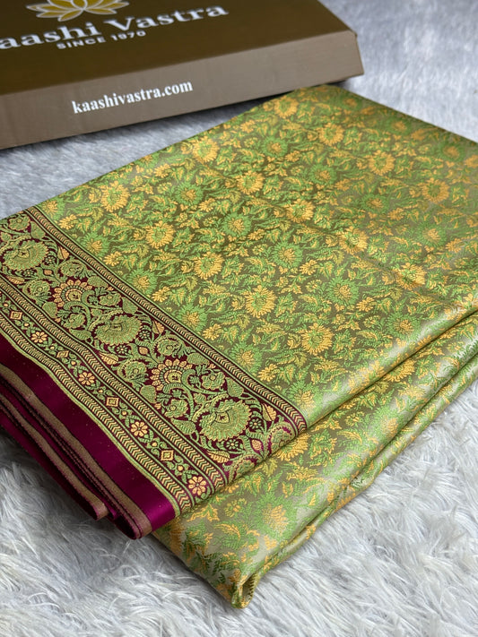 Pista color premium Banarasi katan jamawar tanchui silk saree JKT101