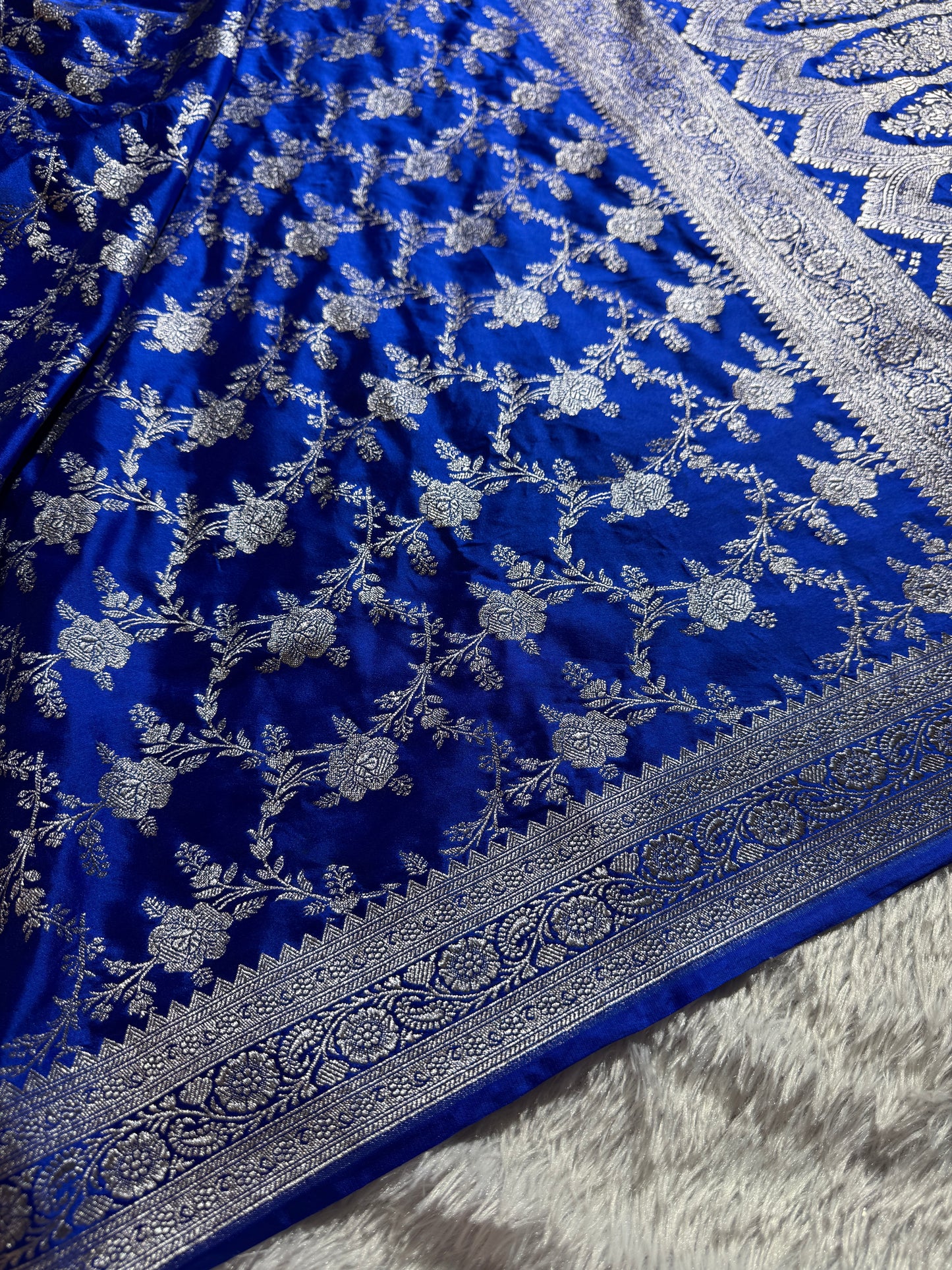 Royal blue premium Banarasi Mashru katan silk saree MK214