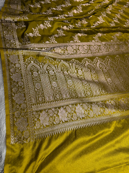 Mahndi premium Banarasi Mashru katan silk saree MK204