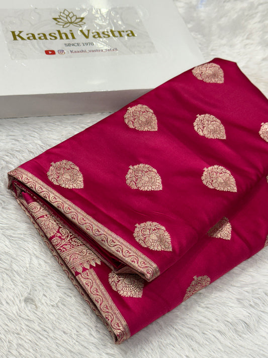 Rani pink premium Banarasi Mashru katan silk saree MK161