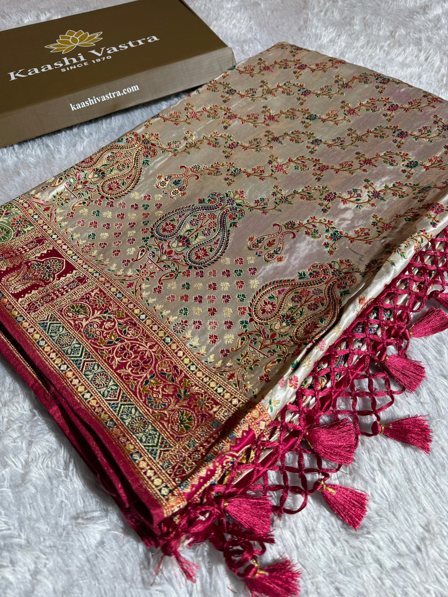 Premium Banarasi pure soft satin pashmina silk saree DS109