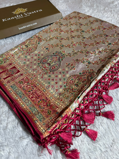 Premium Banarasi pure soft satin pashmina silk saree DS109