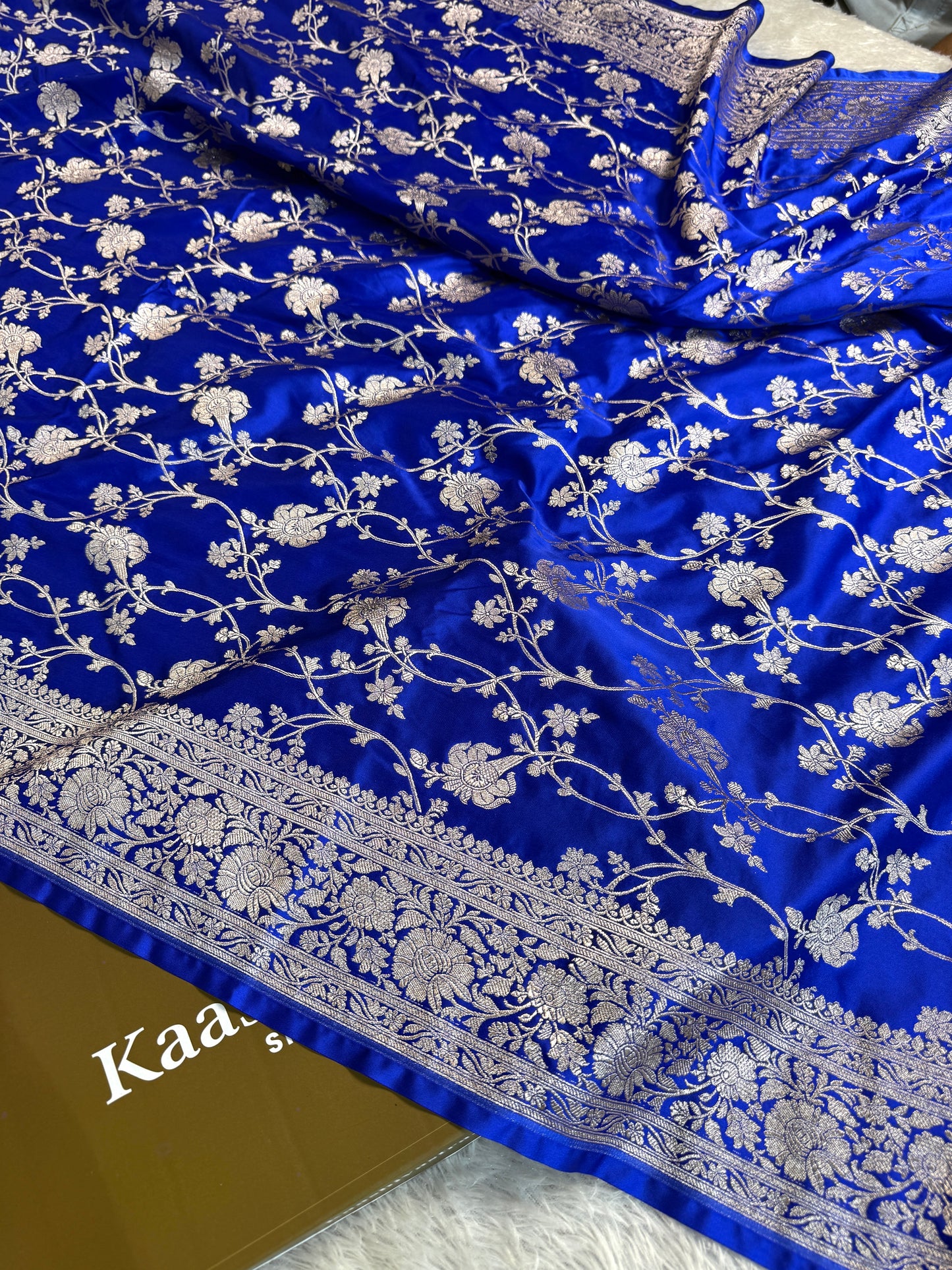 Royal blue premium Banarasi Mashru katan silk saree MK227
