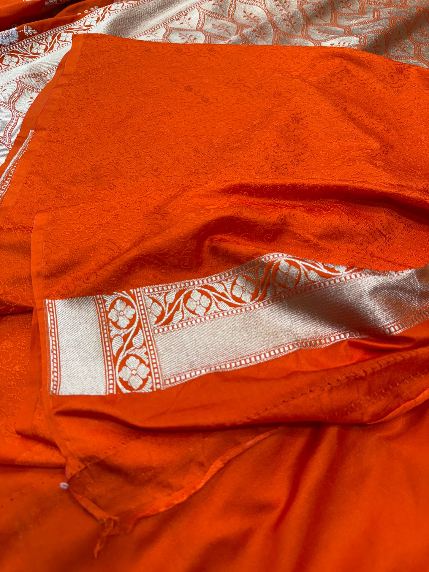 Orange premium Banarasi Mashru katan silk saree MK174