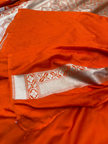 Orange premium Banarasi Mashru katan silk saree MK174
