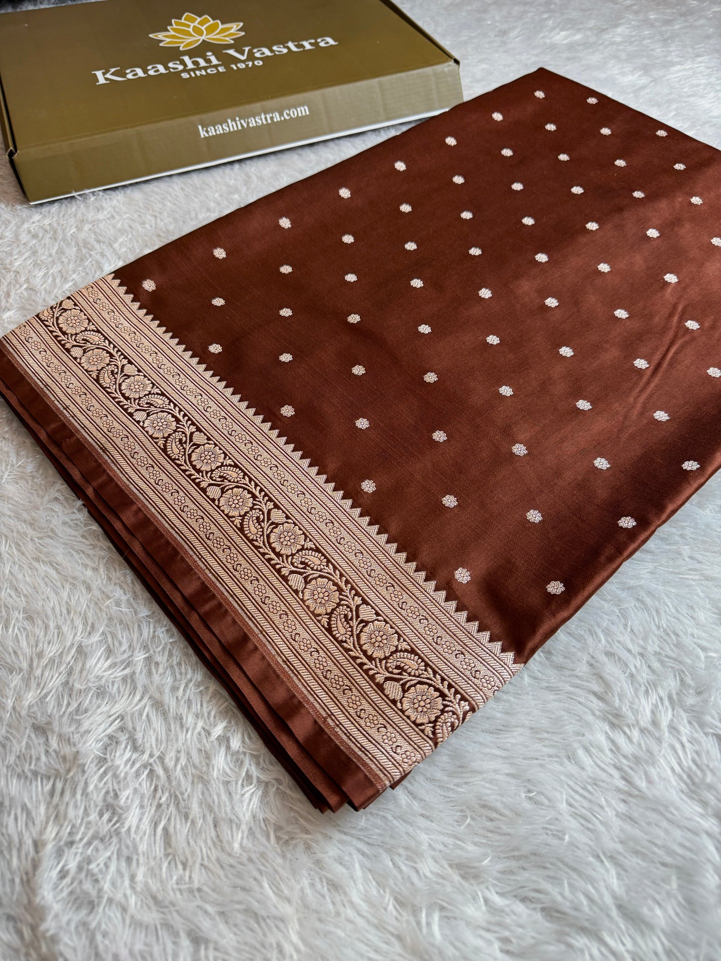 Coffee brown premium Banarasi Mashru katan silk saree MK225