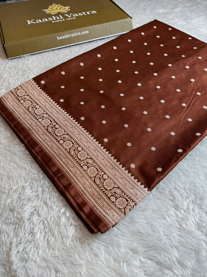 Coffee brown premium Banarasi Mashru katan silk saree MK225