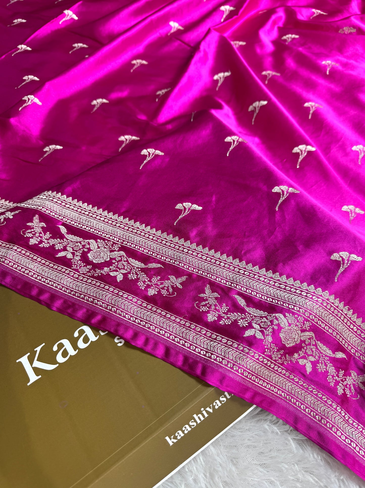Rani pink premium Banarasi Mashru katan silk saree MK225