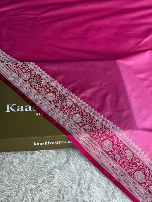 Light pink and Rani pink colour premium Banarasi Mashru katan silk saree MK284