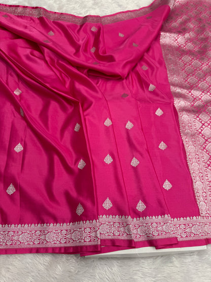 Rani pink premium Banarasi Mashru katan silk saree MK201