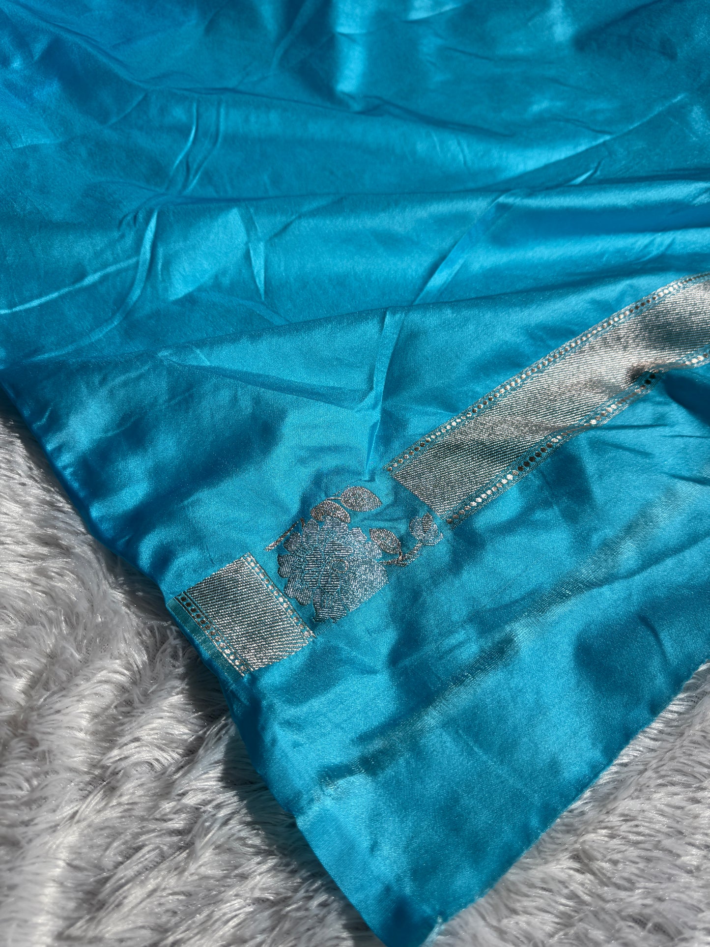 Sky blue premium Banarasi Mashru katan silk saree MK217