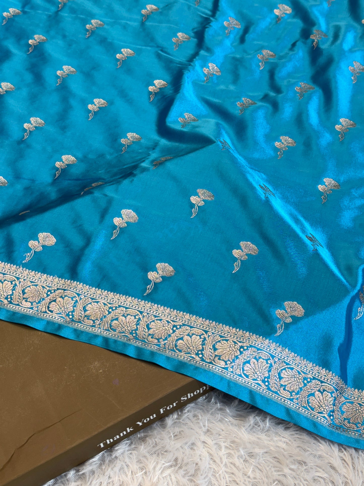 Sky blue premium Banarasi Mashru katan silk saree MK226