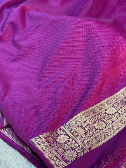 Premium purple Banarasi Mashru katan silk saree MK163