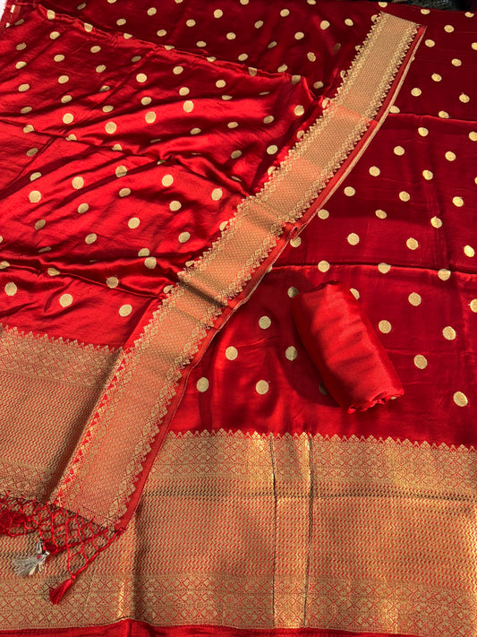 Banarasi pure mudal satin suit dupatta and bottom MD101