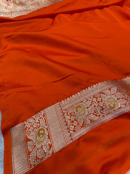Orange premium Banarasi Mashru katan silk saree MK195
