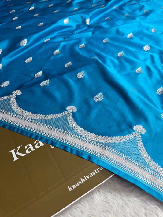 Sky blue premium Banarasi Mashru katan silk saree 228
